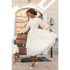 Ivy City Co Ivory Cosette Ribbed Tulle Dress NWT